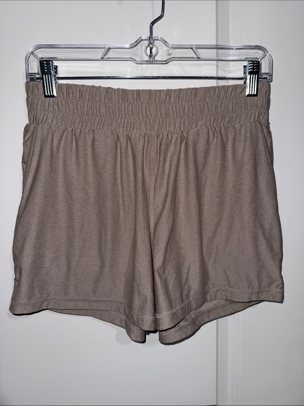 Athletic Works Taupe Elastic-Waist Knit Shorts